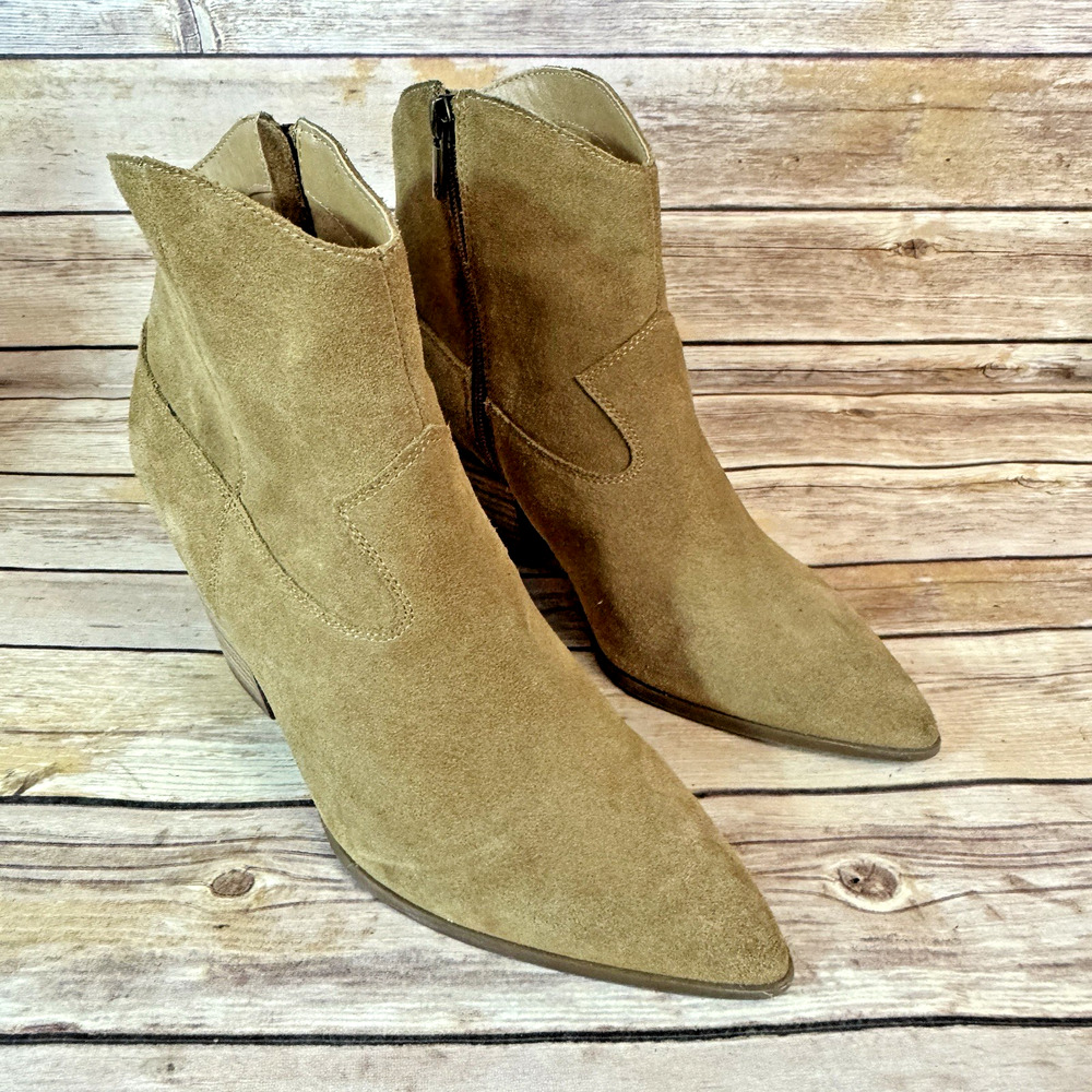 Lucky Brand Womes Tan Brown Suede Ellamy Pointed Toe Boho Western Boots 9M
